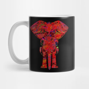 Rainbow Red Elephant on Black Mug